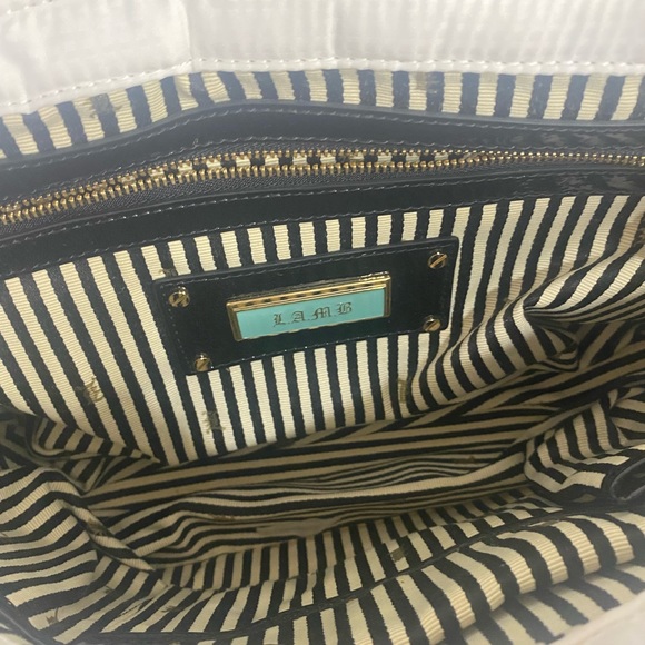 L.A.M.B. Y2K WESTWOOD MESSENGER FLAP BAG WHITE GWEN STEFANI BLACK GOLD PURSE - Picture 7 of 11